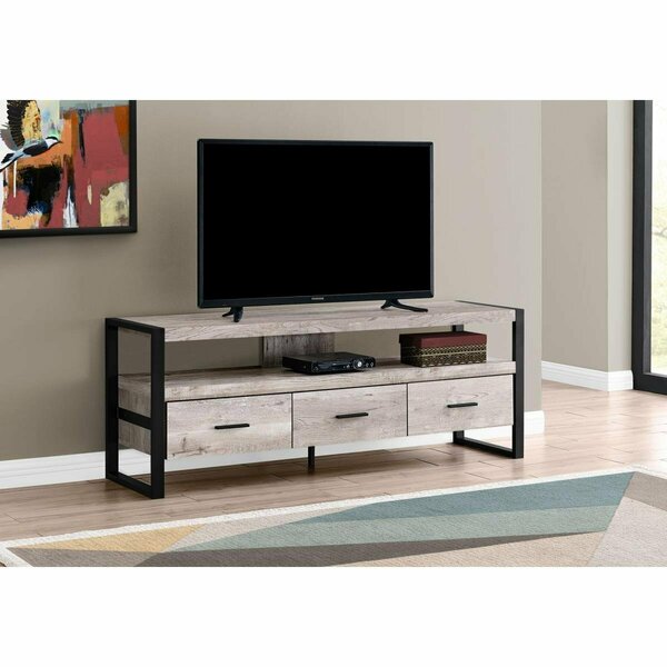 Daphnes Dinnette 60 in. Taupe Reclaimed Wood Look TV Stand with 3 Drawers DA3070846